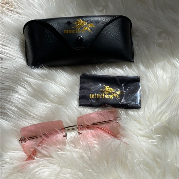 Rectangle Sunglasses Candy Color Rimless - Picture 2 of 5